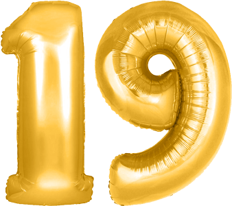 19th Birthday Helium Balloons Delivered in the UK by interBALLOON