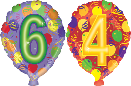 64th Birthday Helium Balloons Delivered in the UK by interBALLOON