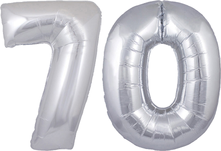 34" Giant Silver No. 70 Balloon - only £43.99