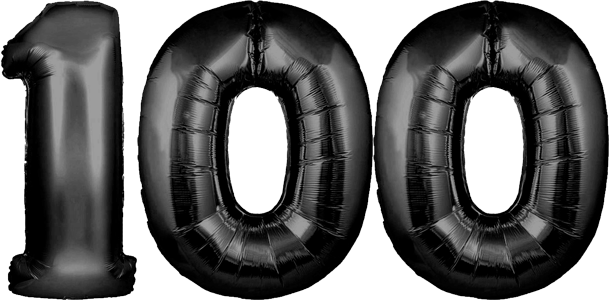 34″ Giant Black No. 100 Balloon