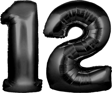 34″ Giant Black No. 12 Balloon