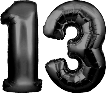 34″ Giant Black No. 13 Balloon