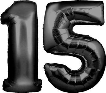 34″ Giant Black No. 15 Balloon