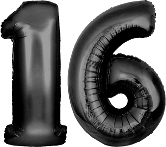 34″ Giant Black No. 16 Balloon