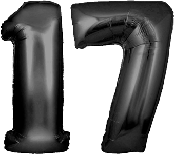 34″ Giant Black No. 17 Balloon