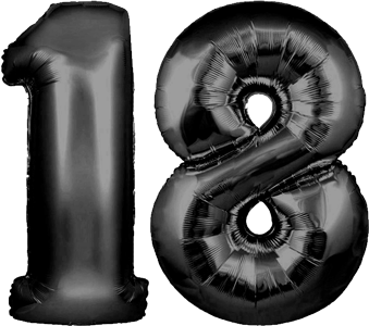 34″ Giant Black No. 18 Balloon