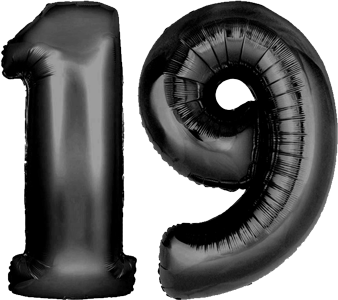 34″ Giant Black No. 19 Balloon