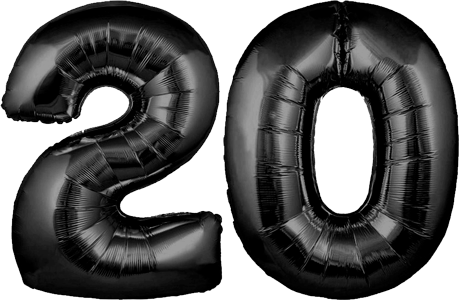 34″ Giant Black No. 20 Balloon