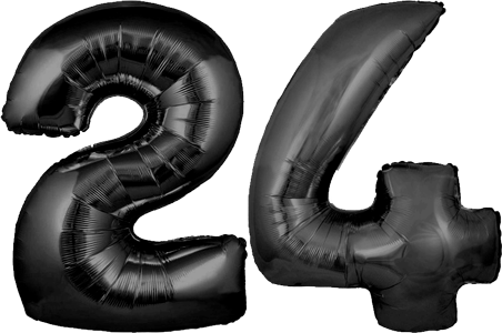 34″ Giant Black No. 24 Balloon