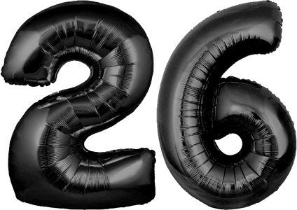34″ Giant Black No. 26 Balloon