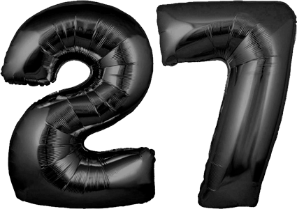 34″ Giant Black No. 27 Balloon
