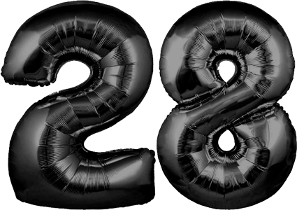 34″ Giant Black No. 28 Balloon