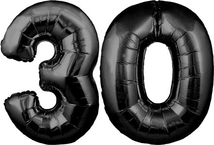 34″ Giant Black No. 30 Balloon