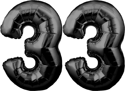 34″ Giant Black No. 33 Balloon