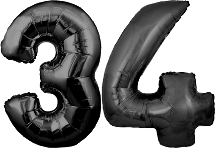 34″ Giant Black No. 34 Balloon