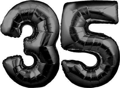 34″ Giant Black No. 35 Balloon