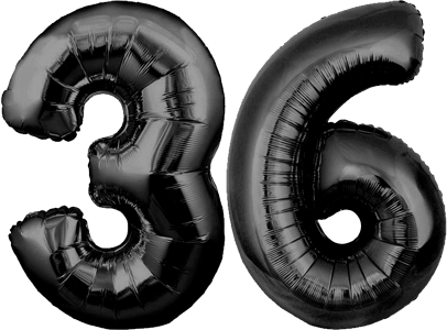34″ Giant Black No. 36 Balloon