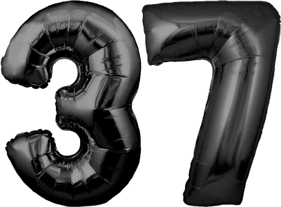 34″ Giant Black No. 37 Balloon