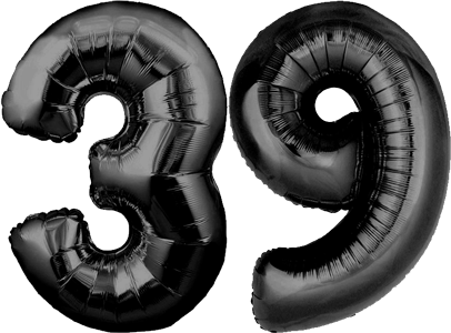 34″ Giant Black No. 39 Balloon