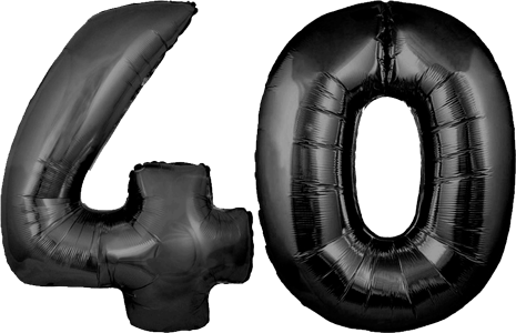 34″ Giant Black No. 40 Balloon