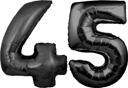 34″ Giant Black No. 45 Balloon
