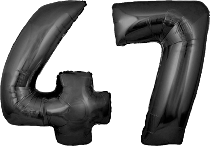 34″ Giant Black No. 47 Balloon