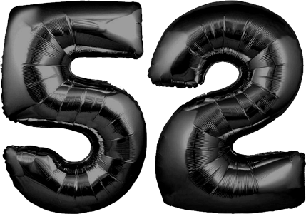 34″ Giant Black No. 52 Balloon