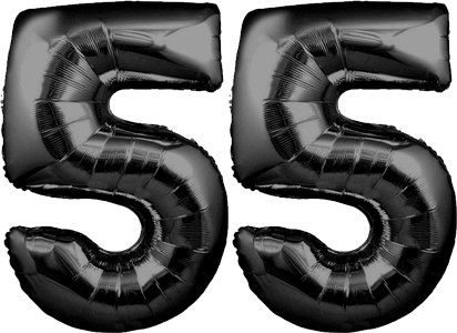 34″ Giant Black No. 55 Balloon