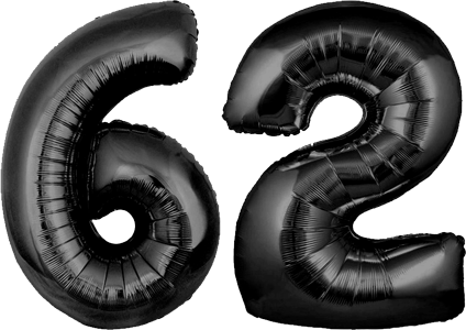 34″ Giant Black No. 62 Balloon