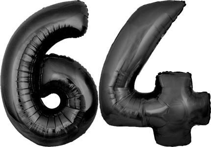 34″ Giant Black No. 64 Balloon