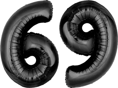 34″ Giant Black No. 69 Balloon