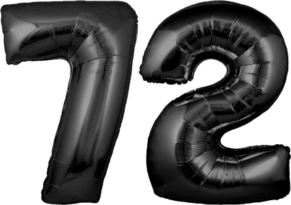 34″ Giant Black No. 72 Balloon