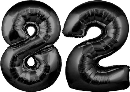 34″ Giant Black No. 82 Balloon