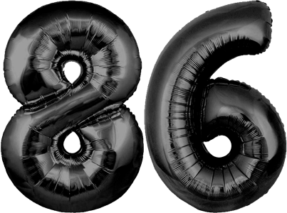 34″ Giant Black No. 86 Balloon