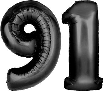 34″ Giant Black No. 91 Balloon
