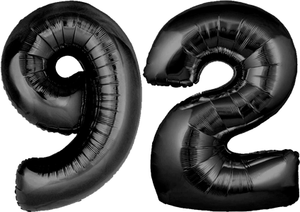34″ Giant Black No. 92 Balloon