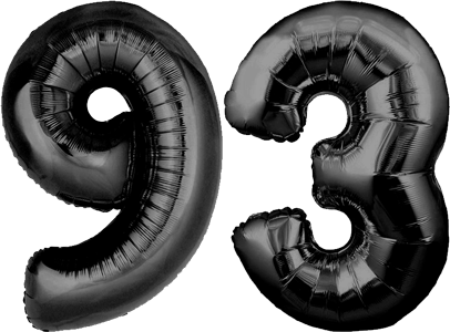 34″ Giant Black No. 93 Balloon