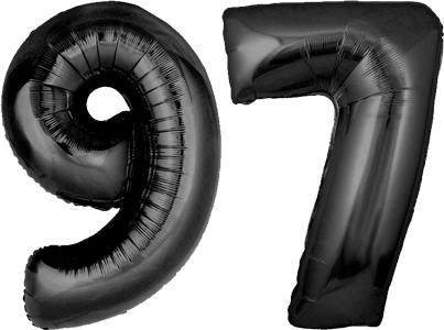 34″ Giant Black No. 97 Balloon