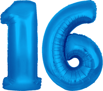 34″ Giant Blue No. 16 Balloon