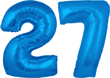 34″ Giant Blue No. 27 Balloon