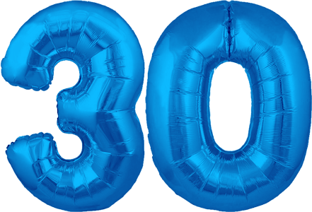34″ Giant Blue No. 30 Balloon