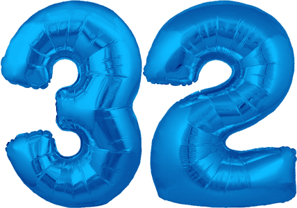 34″ Giant Blue No. 32 Balloon