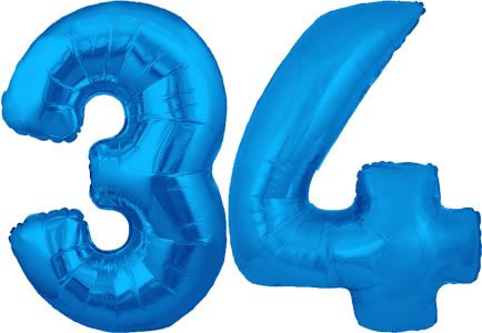 34″ Giant Blue No. 34 Balloon
