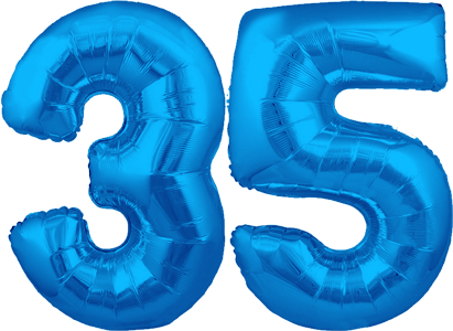 34″ Giant Blue No. 35 Balloon