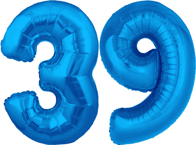 34″ Giant Blue No. 39 Balloon