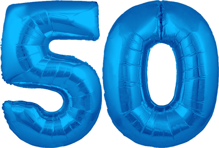 34″ Giant Blue No. 50 Balloon
