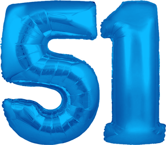 34″ Giant Blue No. 51 Balloon