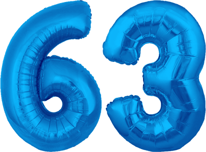 34″ Giant Blue No. 63 Balloon