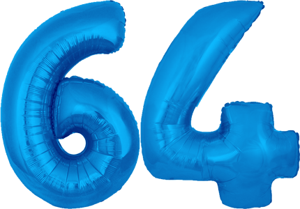 34″ Giant Blue No. 64 Balloon