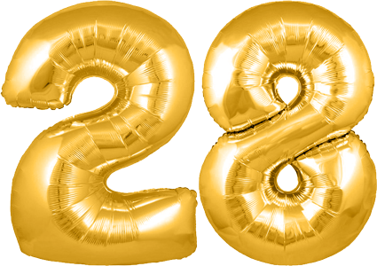 28th birthday helium balloons